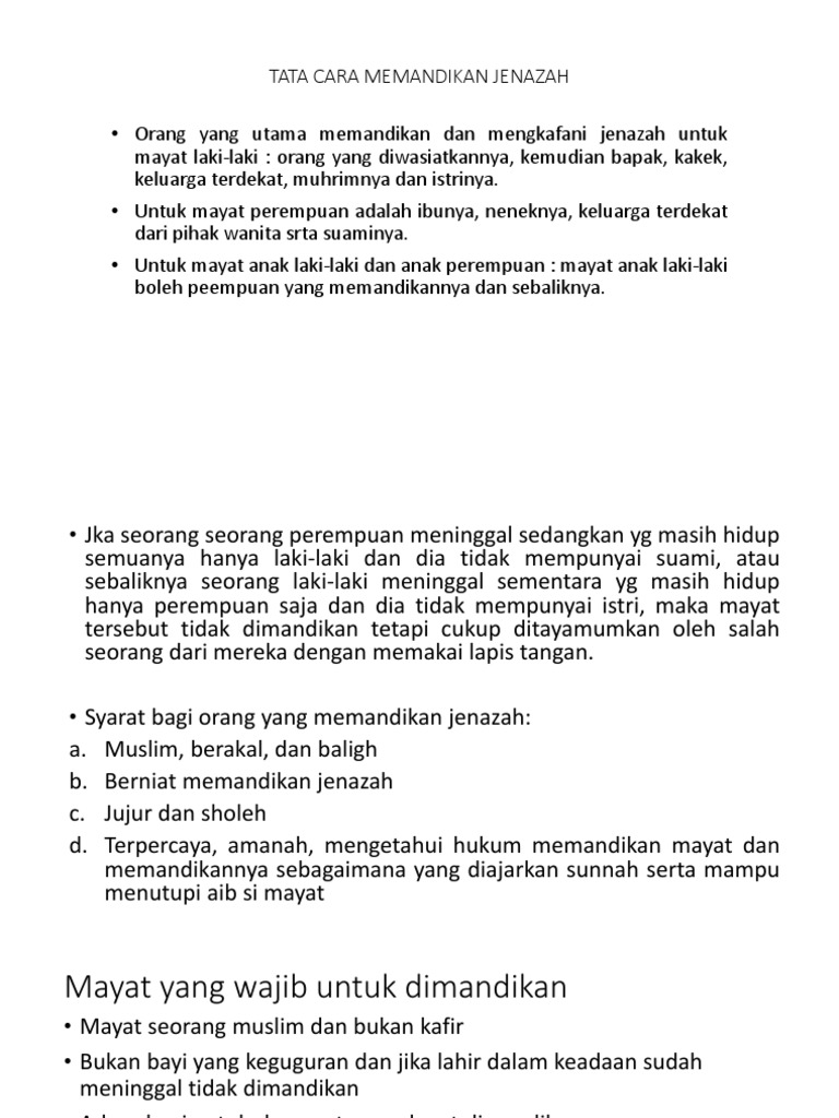 Tata Cara Memandikan Jenazah