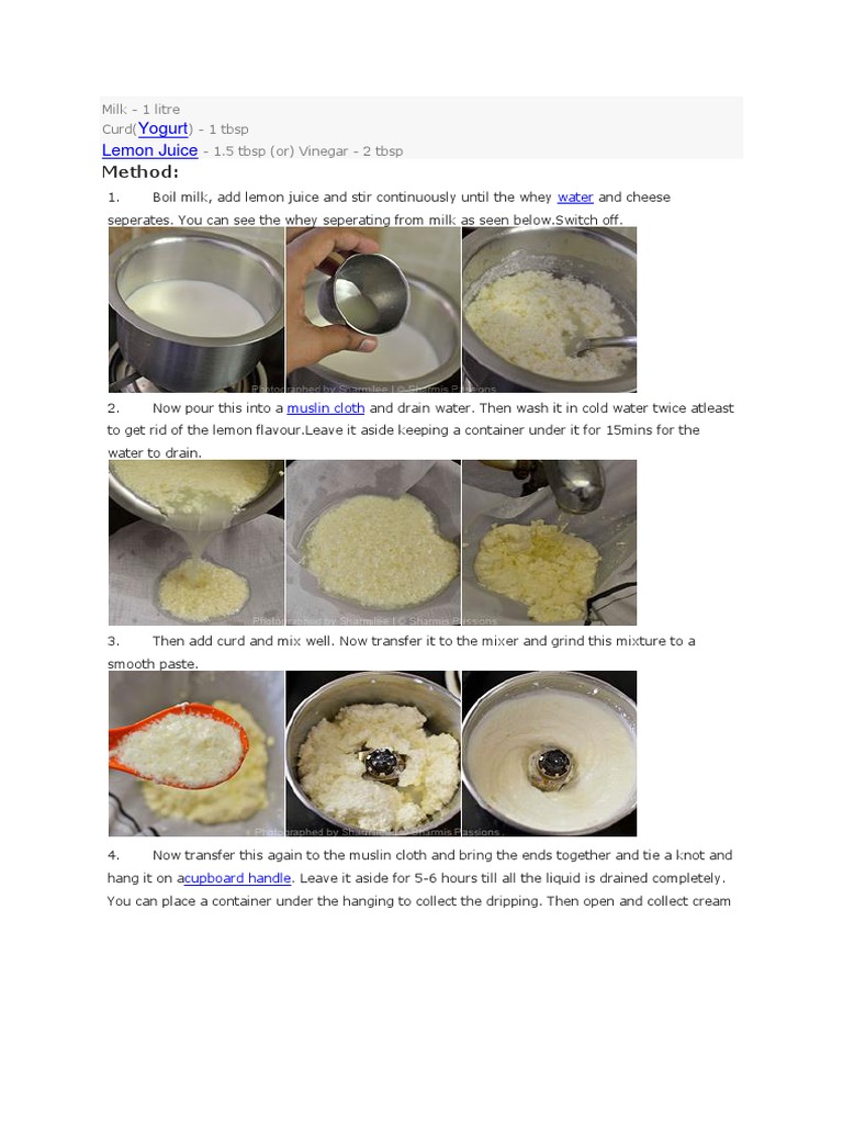 Cream Cheese Recipe | PDF | Cheese | Dairy Products