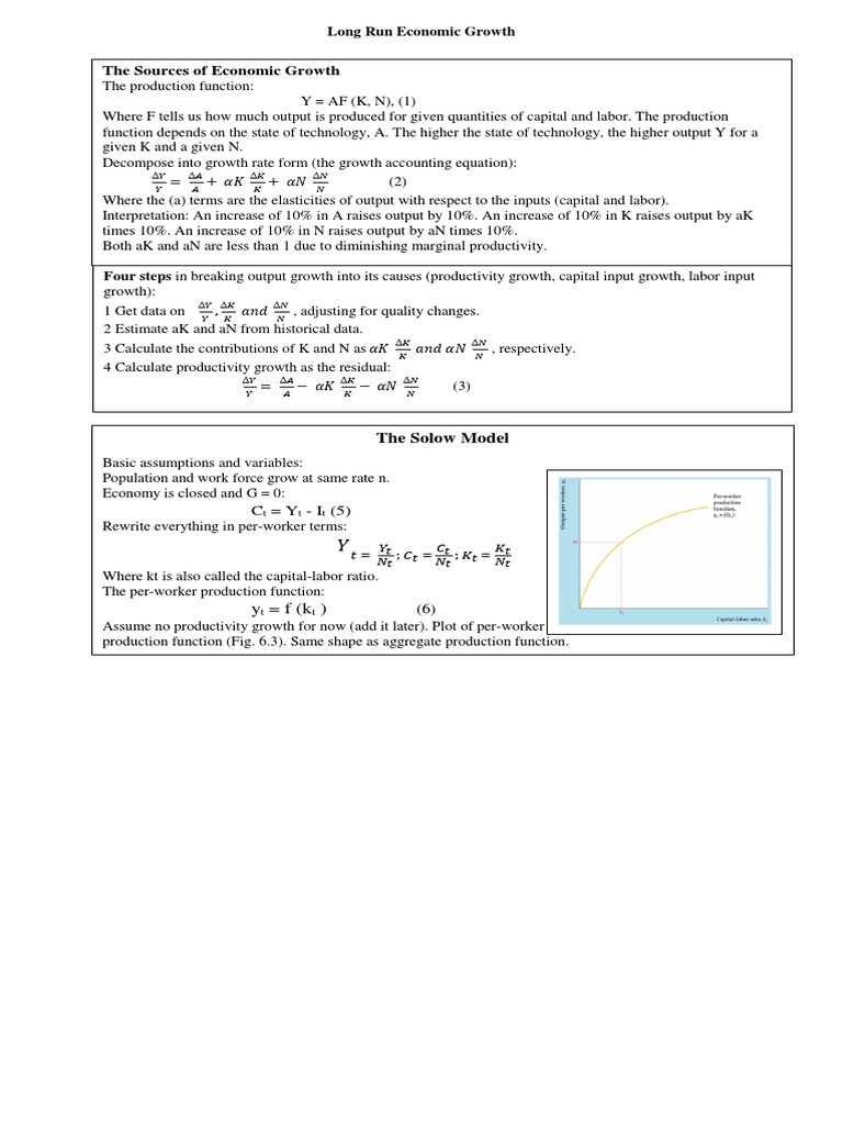 Long Run Economic Growth | PDF | Economic Growth | Production Function