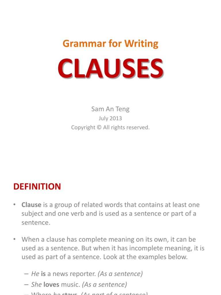 Clauses 130731110718 Phpapp01 PDF | PDF | Clause | English Grammar