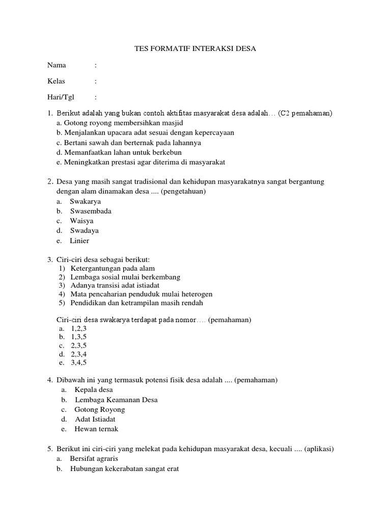 Soal Ukin (4 Rangkap) | PDF