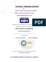 An Industrial Training Report: M/S Bharat Heavy Electricals Limited Heavy Plates & Vessels Plant VISAKHAPATNAM-530 012