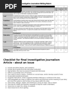Investigative Journalism Rubric -Checklist