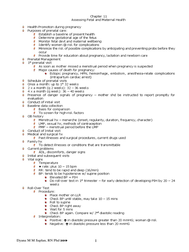 Fetal and Maternal Health Assessment Guide | PDF | Pregnancy | Sexual ...