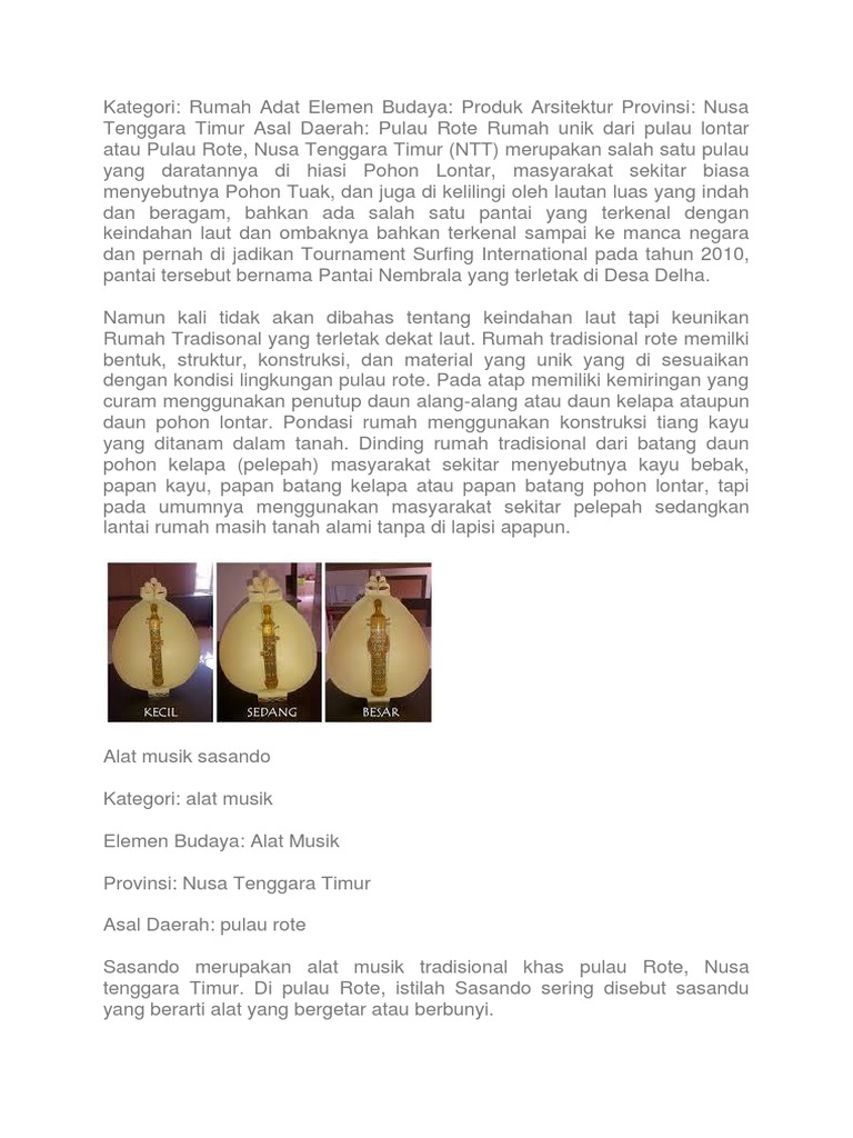 Budaya dan Tradisi Pulau Rote | PDF