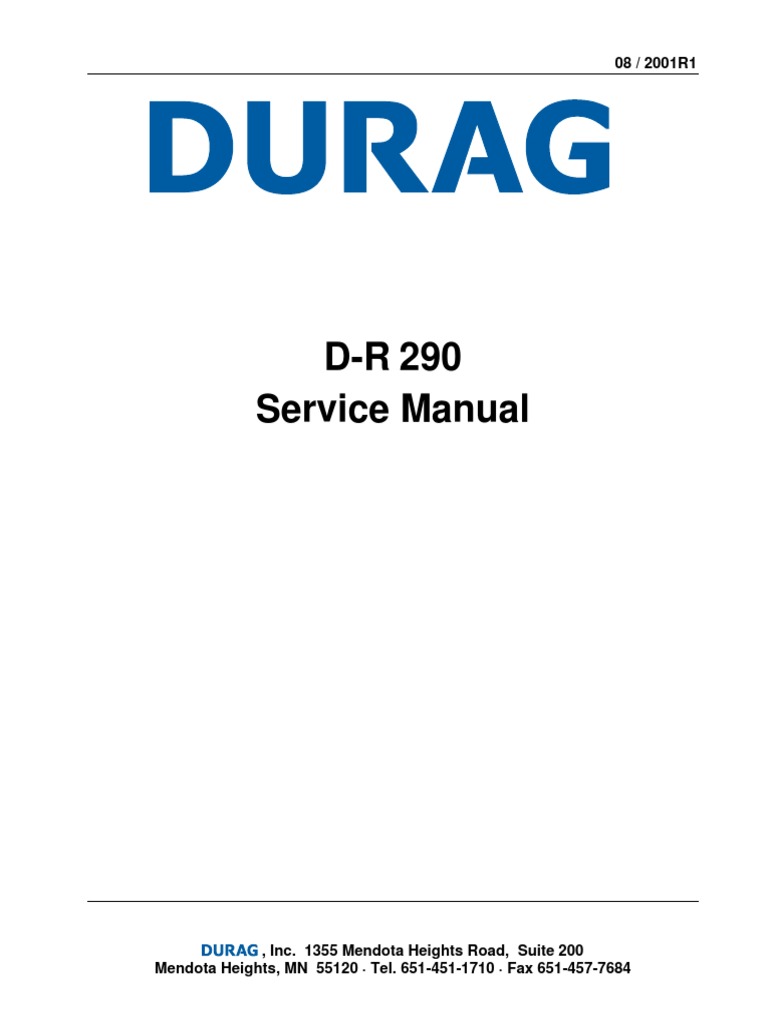Durag Opacity Monitor (D R290) Service Manual PDF PDF Relay