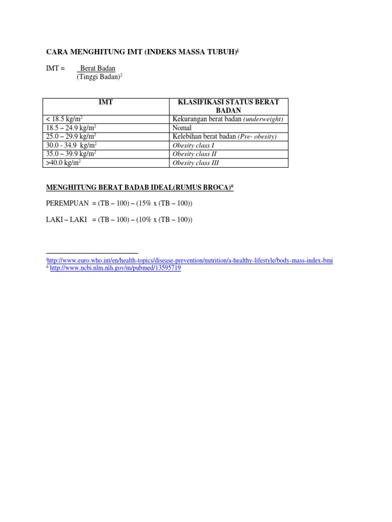 Cara Menghitung Imt | PDF