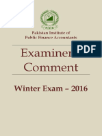 Examiners' Comment: Winter Exam - 2016
