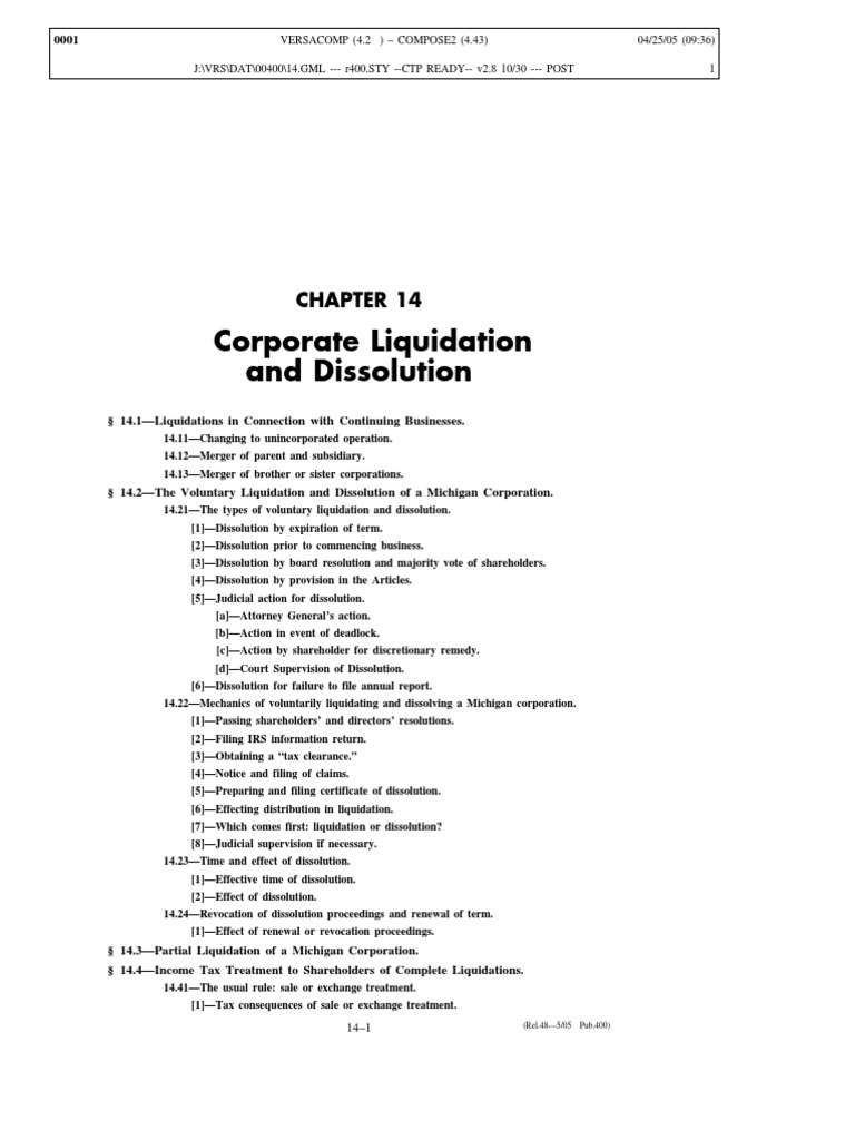 Michigan Corporate Liquidation Guide | PDF | Liquidation | Corporate ...