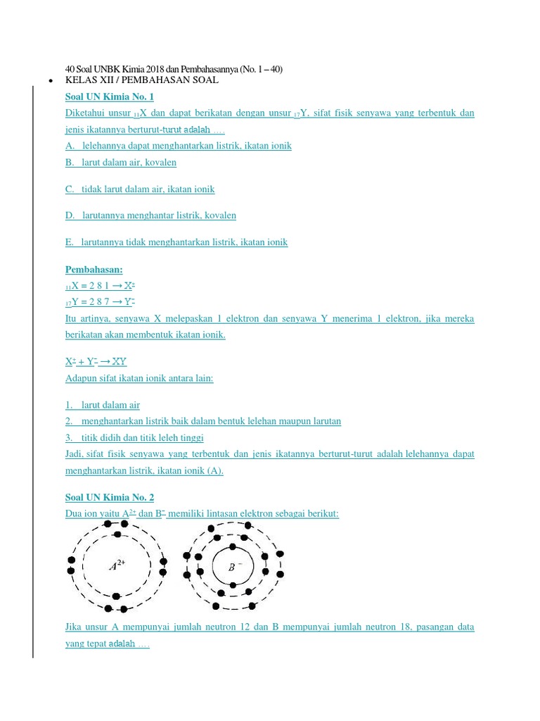 Soal Un Kimia 2018 Dan Pembahasannya Pdf