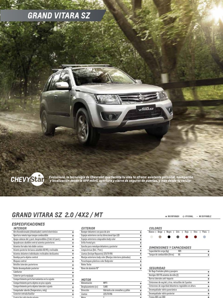 Ficha Tecnica Vitara SZ 2.0 PDF | PDF | Suspensión (Vehículo) | Tanques