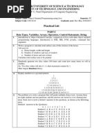 CE219.01 Practical List