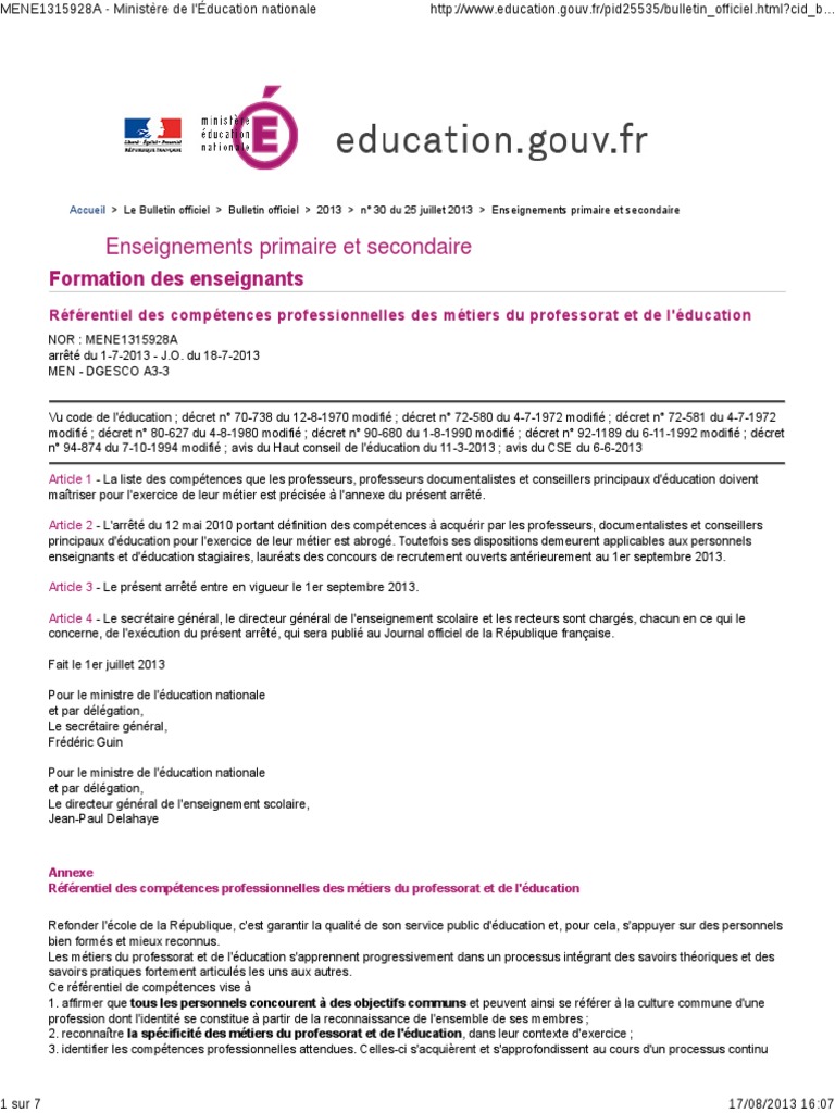 13 07 01 Men Referentiel Competences Professionnelles Pdf Pdf Centre De Documentation Et D Information Pedagogie