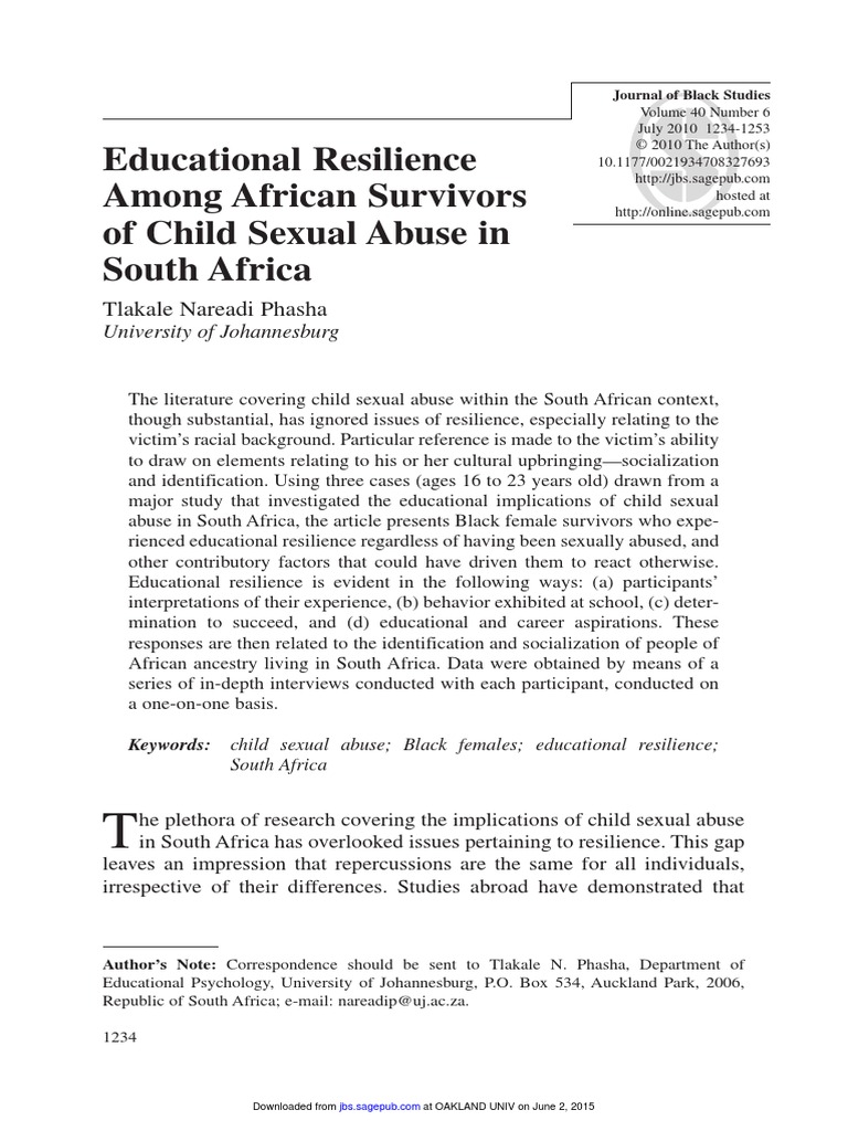 Educational Resilience Among African Survivors of Child Sexual Abuse in ...
