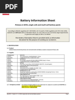 Battery Information Sheet: Primary Li-Socl Single Cells and Multi-Cell Battery Packs