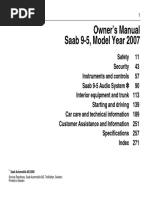 Owner's Manual Saab 9-5, Model Year 2007: 95 - U S - M 07.book Page 1 Friday, June 9, 2006 8:58 A M