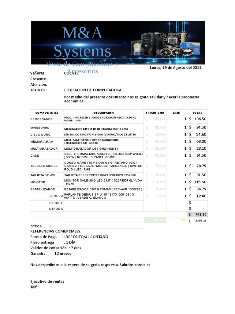 Cotización de Computadoras y Accesorios | PDF | Hardware de la ...
