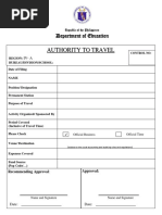 Authority To Travel Form Blank 09022019