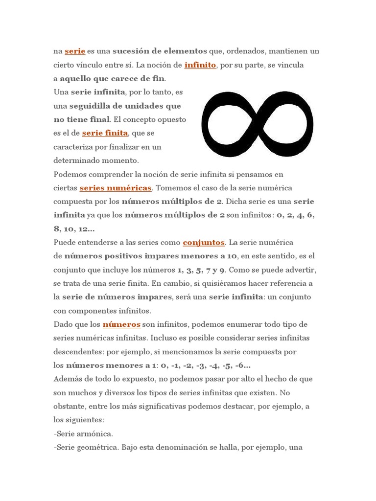 Definición y Origen Del Infinito | PDF | Series (Matemáticas) | infinito