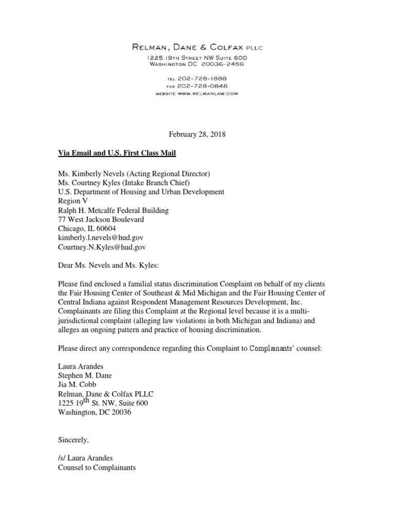 Fhcsemand Fhcci V MRD Hud Complaint PDF Housing Discrimination