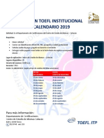 Calendario Examen TOEFL Institucional 2019