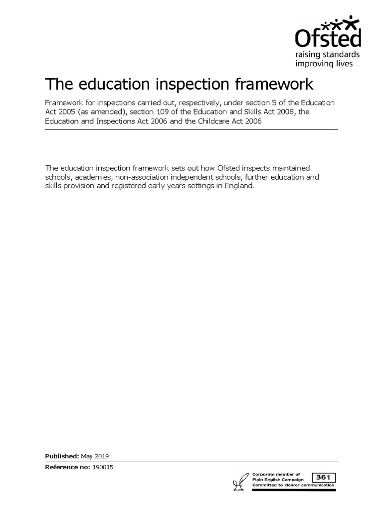 The Education Inspection Framework: Published: May 2019 Reference No ...