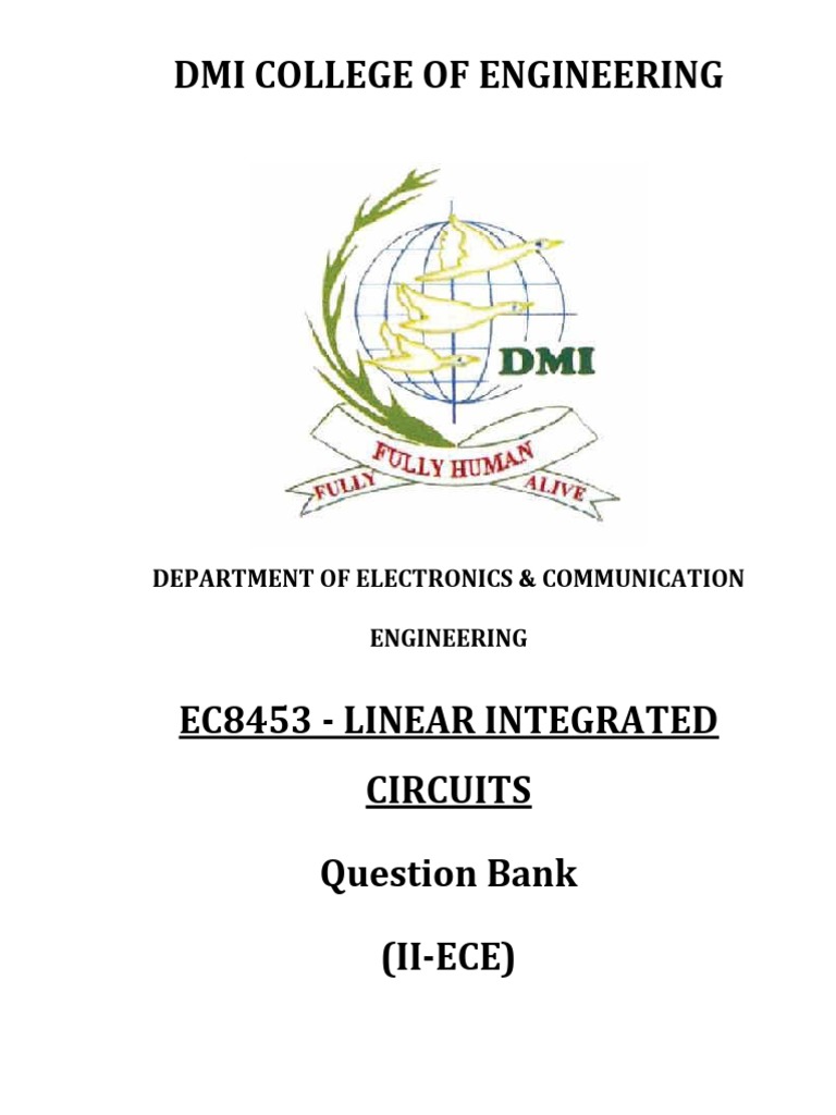 Linear Integrated Circuits Question Bank | PDF | Operational Amplifier ...