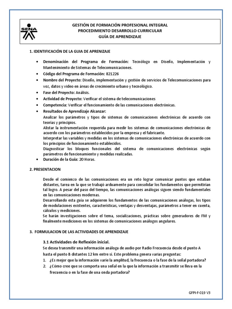 Guía de Aprendizaje en Telecomunicaciones | PDF | Modulación de ...