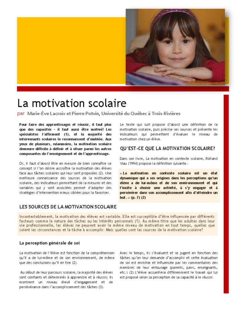 Définition et sources de motivation scolaire | PDF | Motivation | Motivant