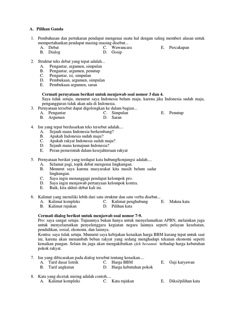 Soal Bahasa Indo Ulangan Umum2019