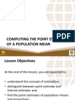 PSUnit IV Lesson 1 Computing The Point Estimate of A Population Mean