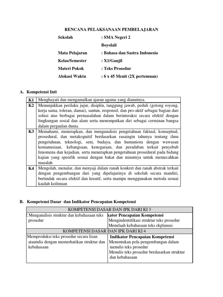 Rpp Teks Prosedur Kelas 8 Kurikulum 2013 Terkait Teks