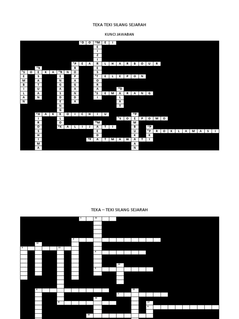Teka Teki Silang Sejarah Pdf