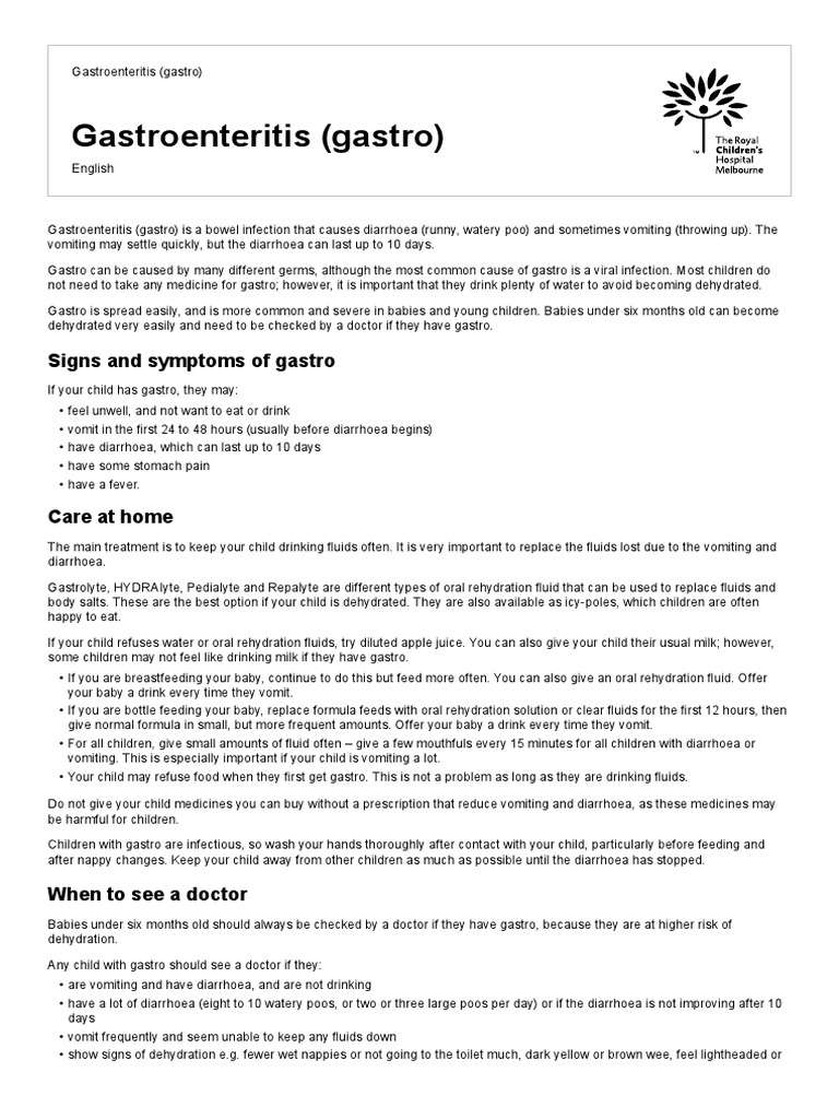 Stomach Flu PDF Diarrhea Dehydration