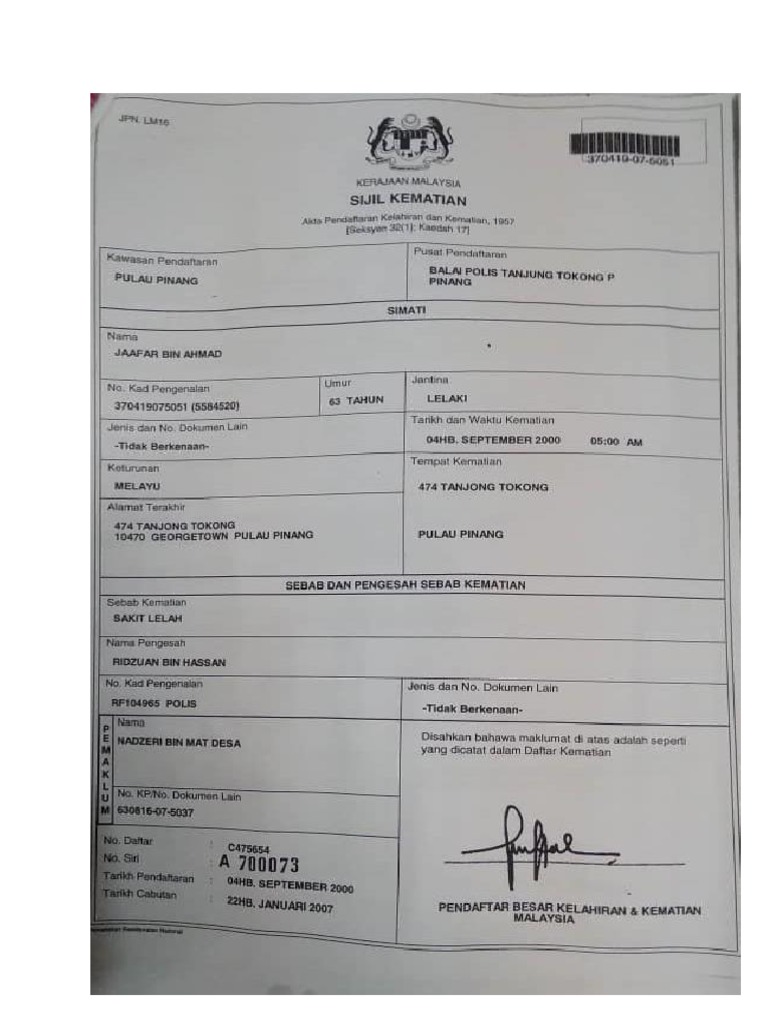 Sijil Kematian 1 Pdf