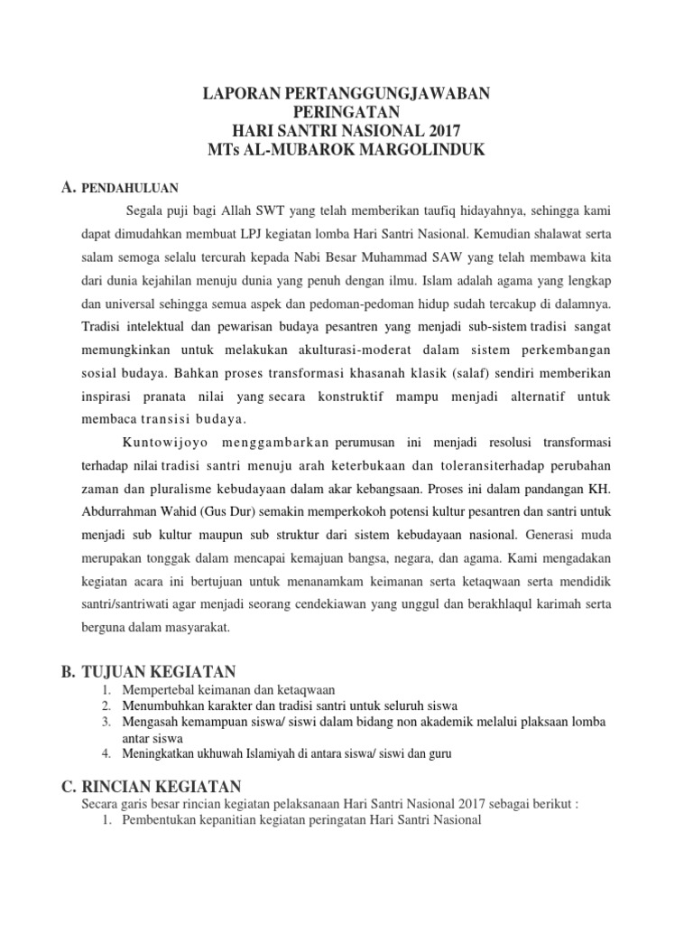 Contoh Lpj Kegiatan Lomba Btt Documents