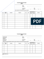 Comment Response Sheet Format