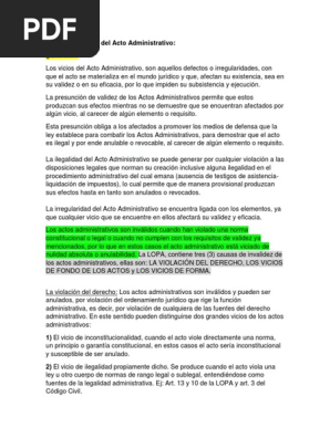 Vicios O Defectos Del Acto Administrativo Instrumento Juridico