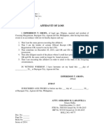 Affidavit of Loss: Esperidion T. Oropa