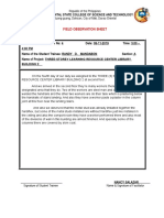 Field Observation Sheet: Three-Storey Learning Resource Center Library Building 2