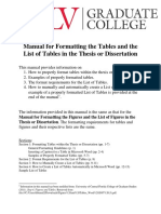 Manual For Formatting The Tables and The List of Tables in The Thesis or Dissertation