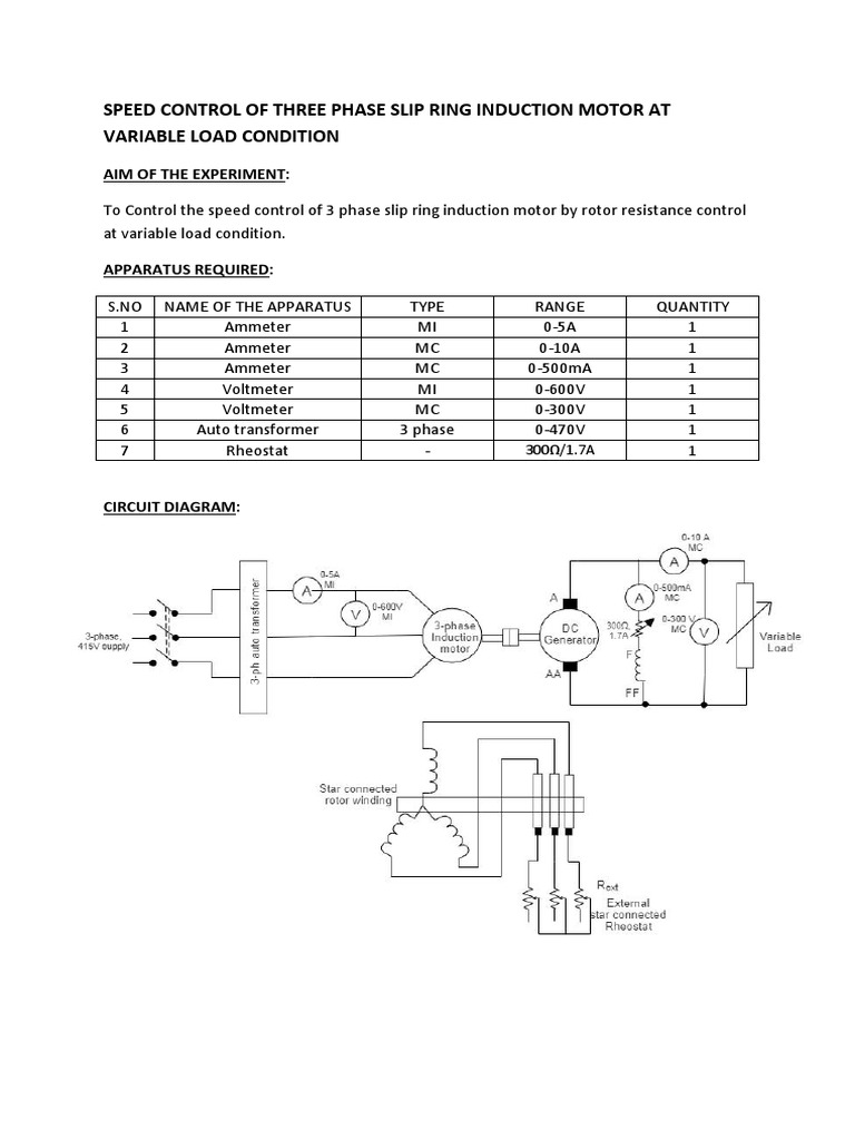 Speed Control of Three Phase Slip Ring Induction Motor at Variable Load