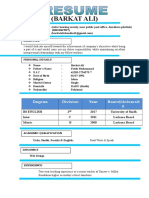 (Barkat Ali) : Degree Division Year Board/Universit y