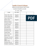 Republic Central Colleges: Bachelor of Secondary Education Major in Filipino & Math S.Y. 2019 - 2020