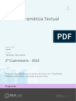 Materia: Gramática Textual: 2° Cuatrimestre - 2016