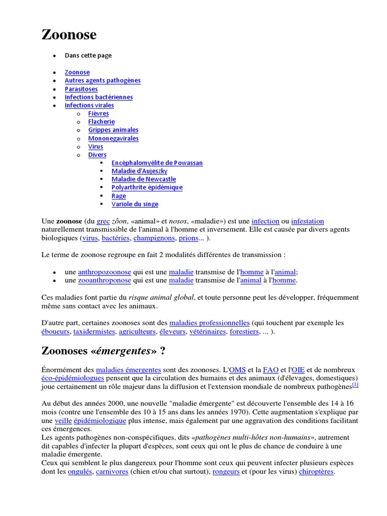 zoonose pdf infection epidemiologie