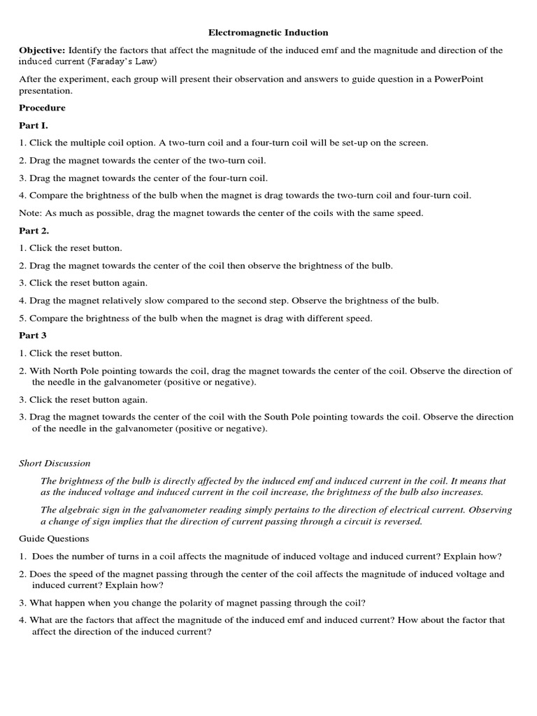 Activity Em Induction Pdf Electromagnetic Induction Inductor