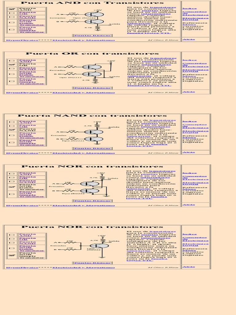 Transistor Gates PDF PDF Transistor Puerta lógica