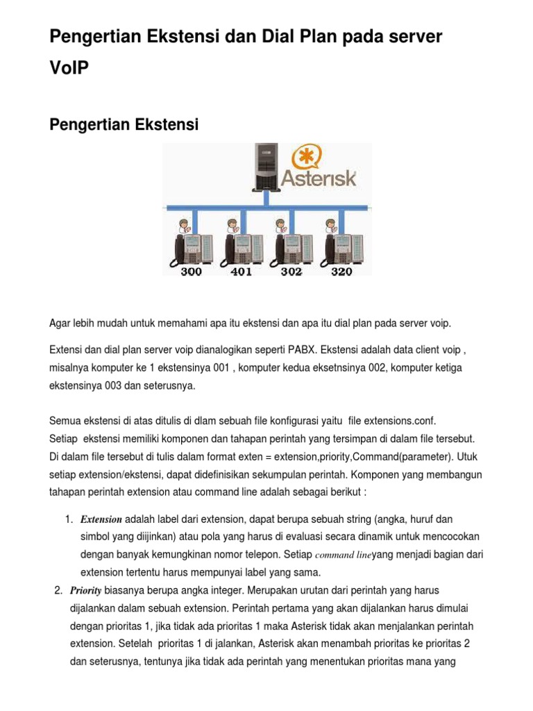 Pengertian Ekstensi Dan Dial Plan Pada Server Voip