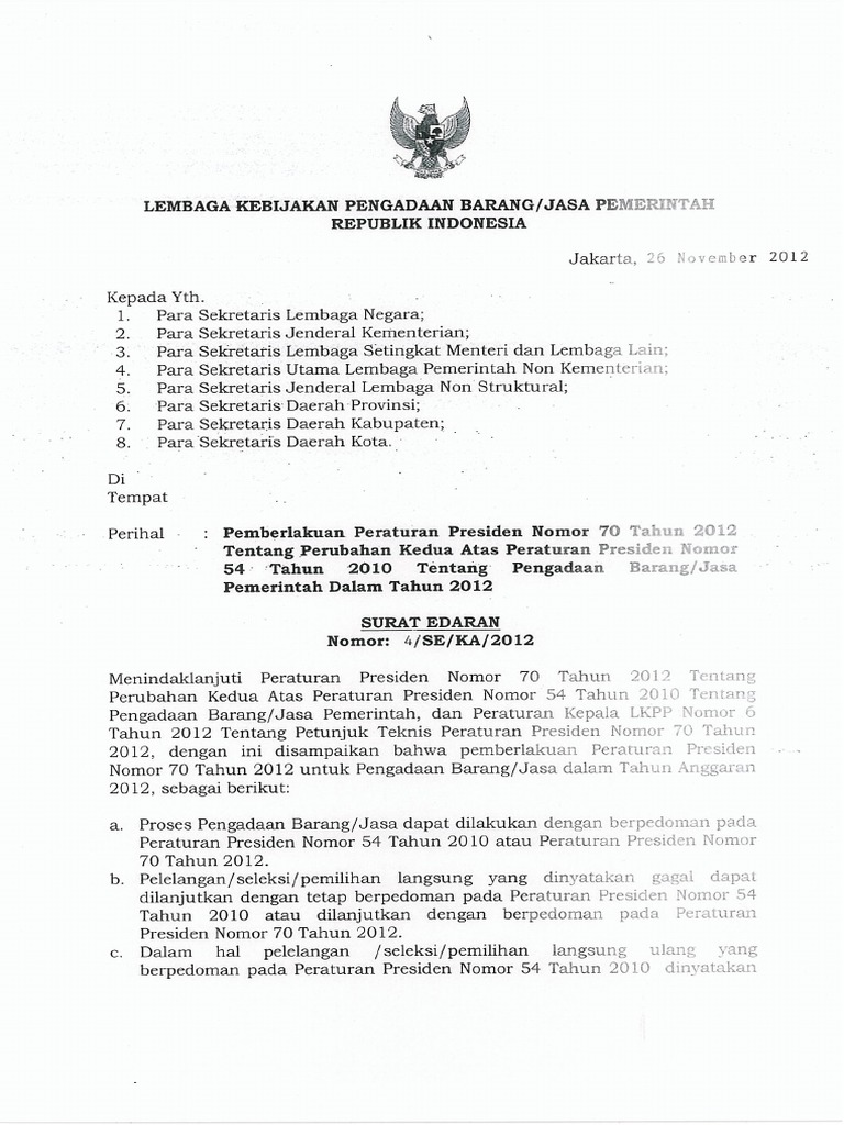Surat Edaran Pengadaan Barang Dan Jasa | PDF